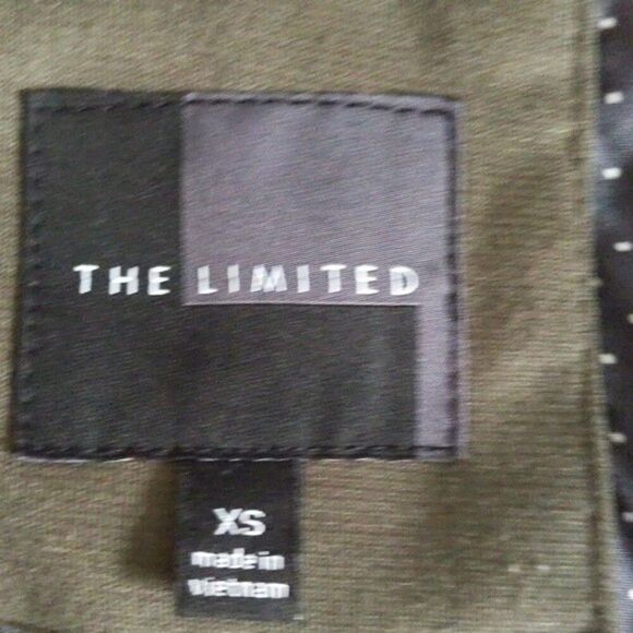 The Limited olive green military style jacket, shoulder pads, gold buttons XS - Picture 5 of 7